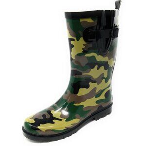 Women Mid Calf Rubber Rain Boots, RB-6032, Camo